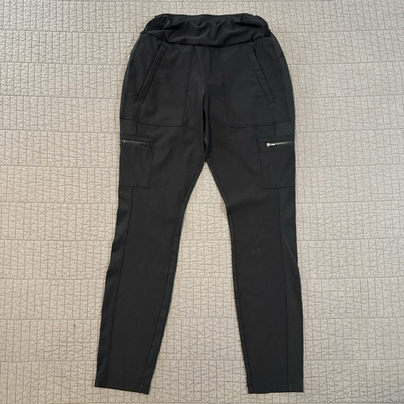 Athleta Headlands Hybrid Cargo Pants Women 6 Black Zip Pocket Drawstring Stretch - Picture 1 of 15